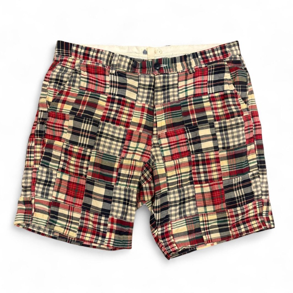 Vintage J.Crew Madras Patchwork Plaid Shorts Mens Size 36 Multicolor Preppy